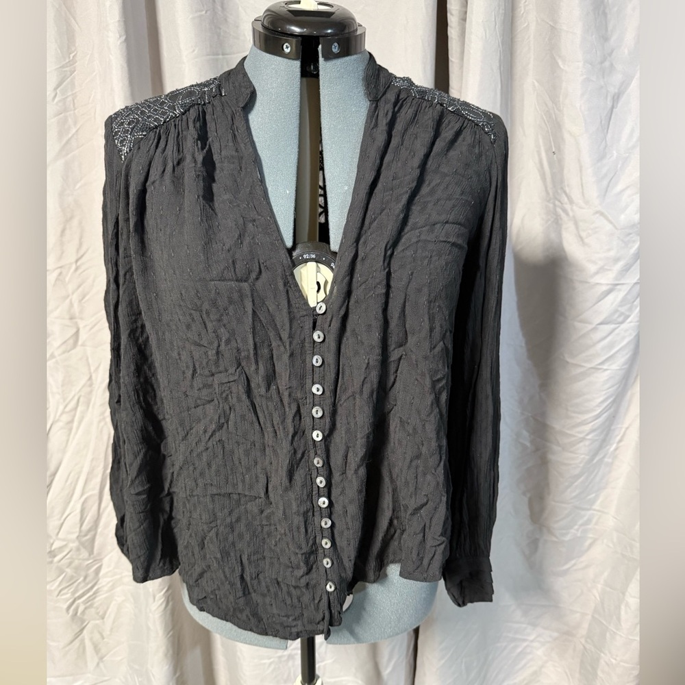 *Free People Embroidered Button Top